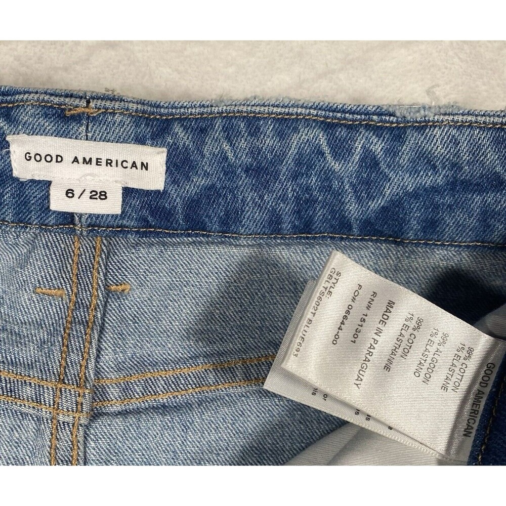 Good American Good Boy Jeans Women's 6/28 Twisted Slit Hem Boyfriend Button Fly - Picture 3 of 7